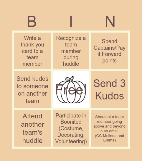 Thank-FALL BINGO Card