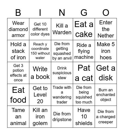 1v1 Bingo Card