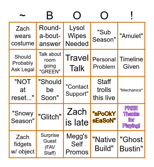 WW Bingo 9/30/26 Bingo Card