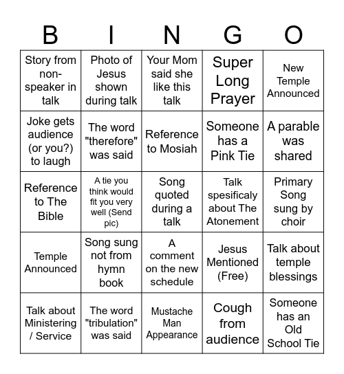 Conference Bingo Test Bingo Card