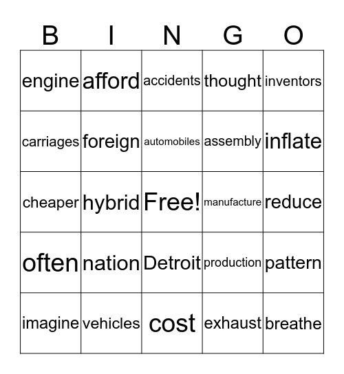 A Nation of Wheels Bingo Card