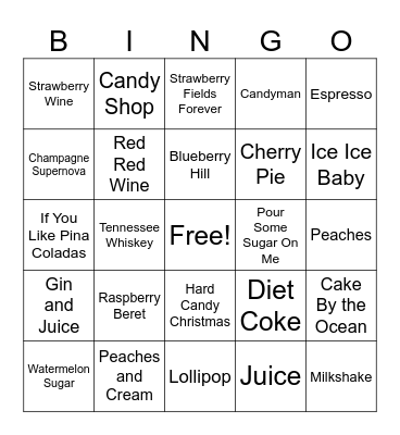 2 AM Snack Attack Bingo Card