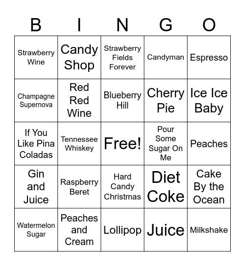2 AM Snack Attack Bingo Card