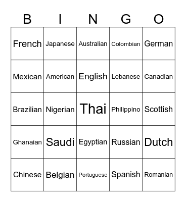 GLOBAL NUDE Bingo Card