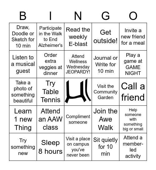 Active Aging Week Bingo Card