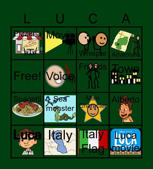 Luca Movie! Bingo Card