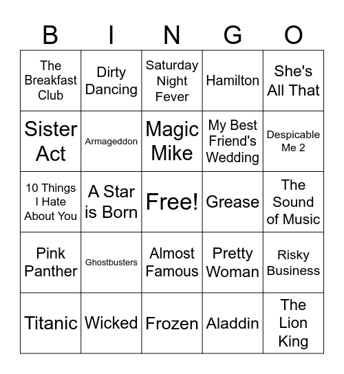 Pass the Mic and Popcorn Bingo Card