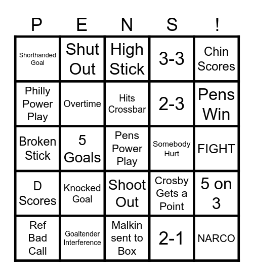 GO PENS! Bingo Card
