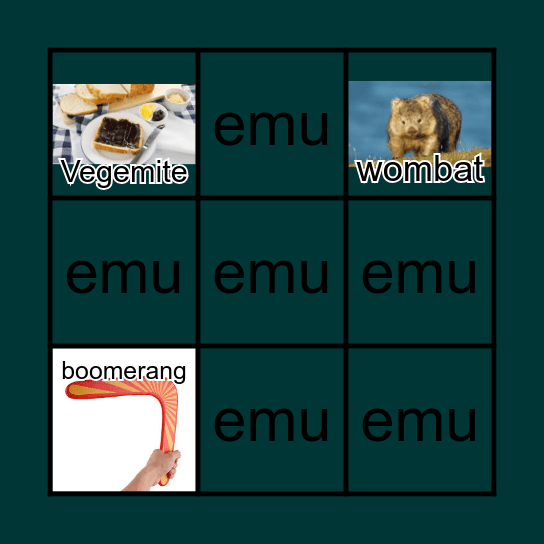 Australia BINGO! Bingo Card