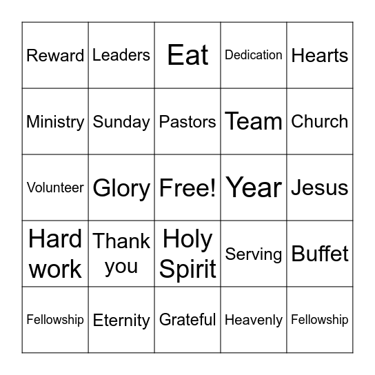 NCF Leaders Appreciation Bingo Card