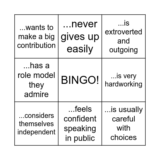 Find someone who... Bingo Card