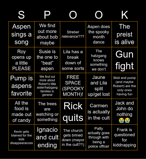 SPOOKY MONTH PREDICTIONS Bingo Card