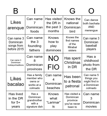 ASEDOM BINGO Card