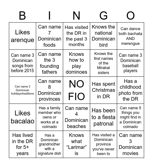 ASEDOM BINGO Card