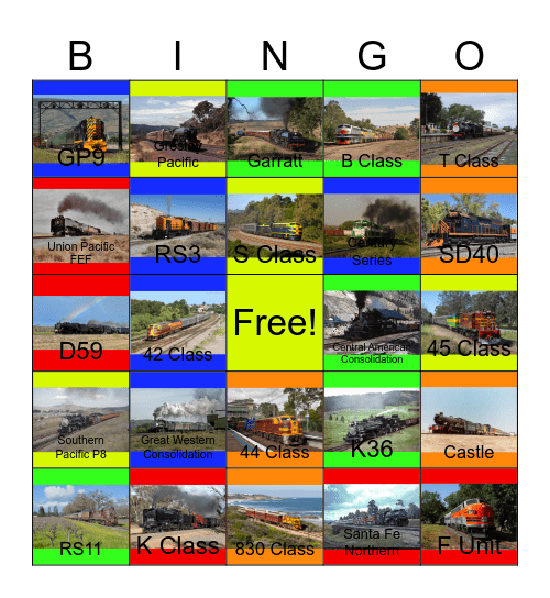 The Railroads of the Wild West and Australia Bingo Card