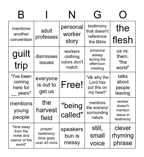 how well are you paying attention Bingo Card