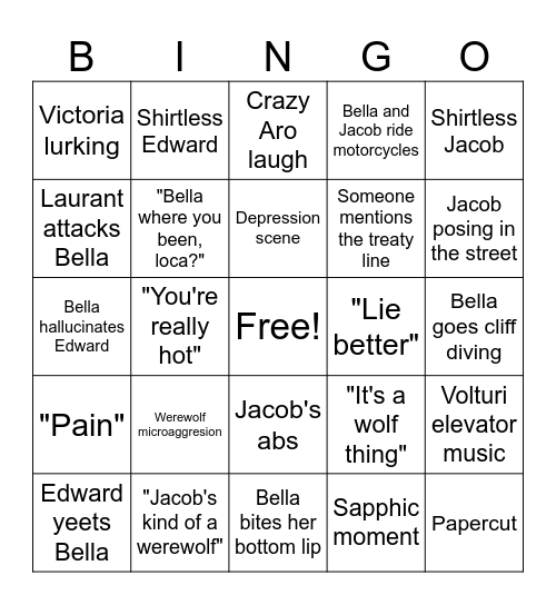 New Moon Bingo Card
