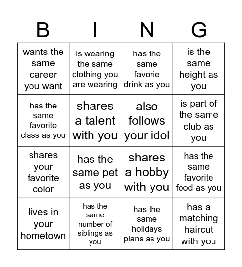 Find Someone Who... Bingo Card