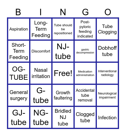 Eneteral Feeds Bingo Card