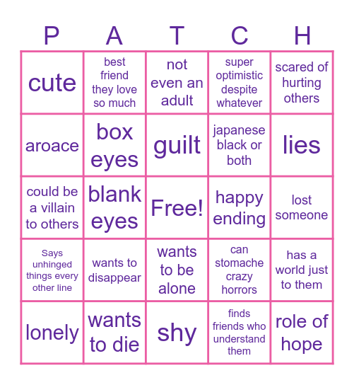 potcholo Bingo Card