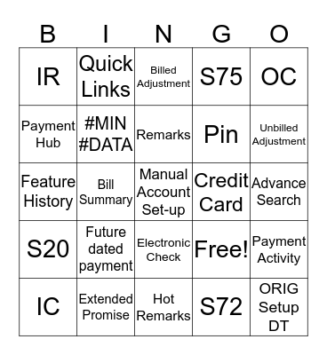 What to Do? Bingo Card