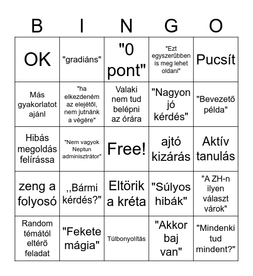 Tóth Kristóf V2 Bingo Card
