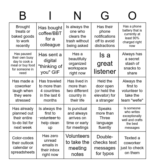 Hello my beloved colleagues! Bingo Card