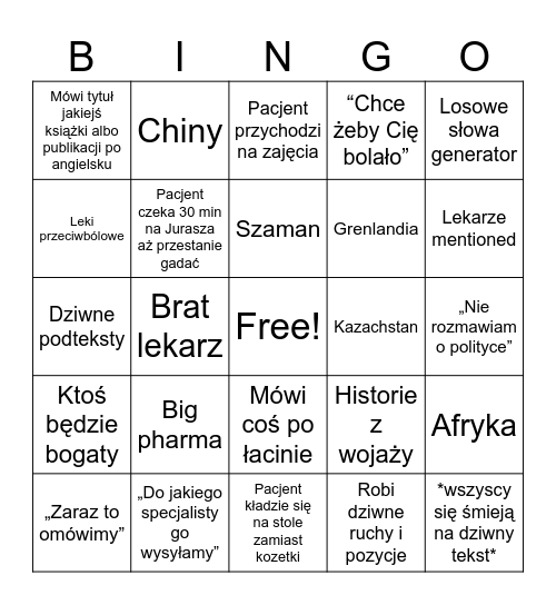 Bingo Jurasz Bingo Card