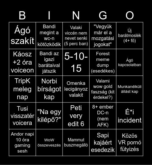Tripkó 2026 Oct Bingo Card