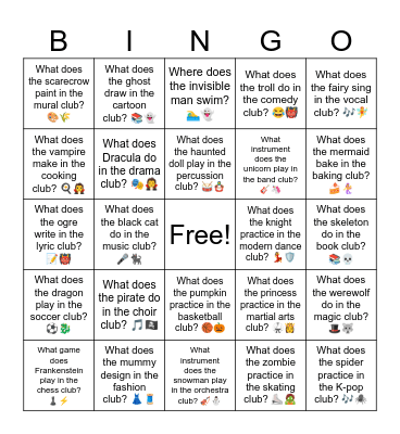 B13 L8  What does the prince write about in the literature club? 📖🤴 Bingo Card