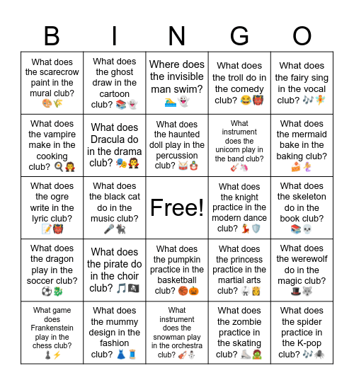 B13 L8  What does the prince write about in the literature club? 📖🤴 Bingo Card