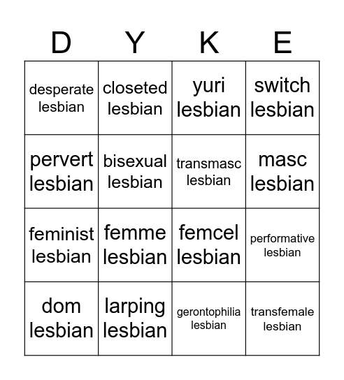 holy lesbian Bingo Card