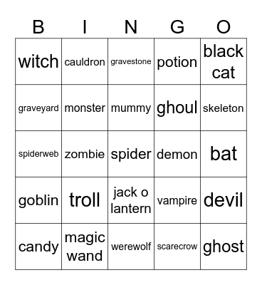 Halloween Bingo Card