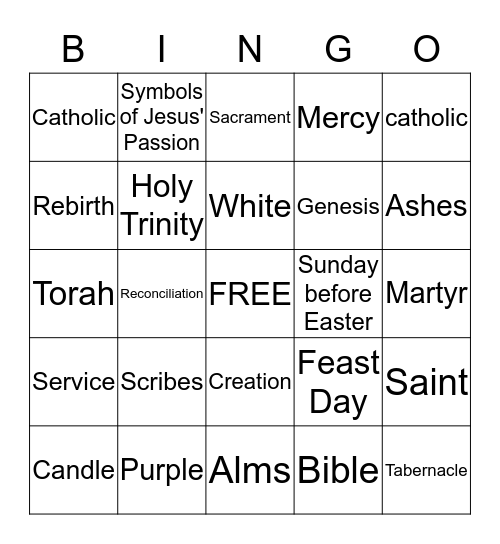 Lenten Bingo Cards Bingo Card