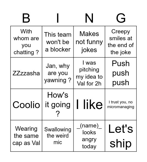 J Bingo Card