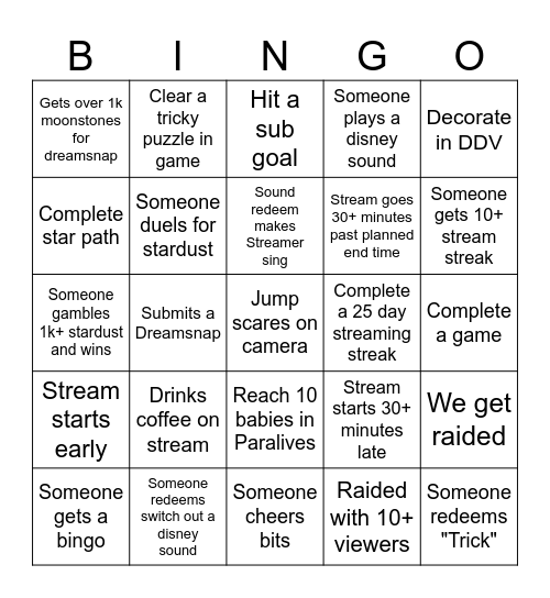 Megtober Stream Bingo Card