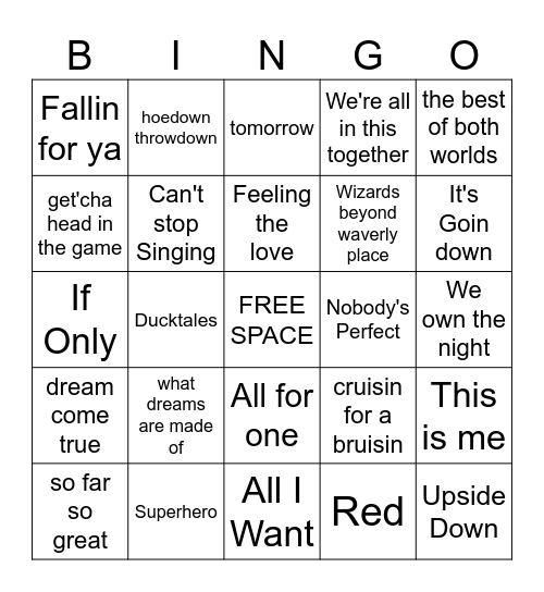 disney channel 2000s Bingo Card