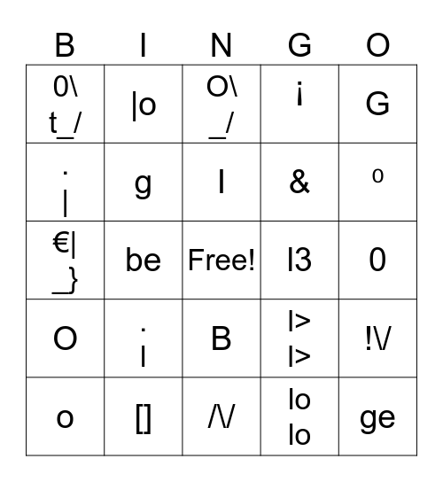 ways of typing the letters of bingo bingo Card