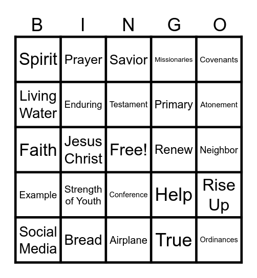 General Conference Bingo Card