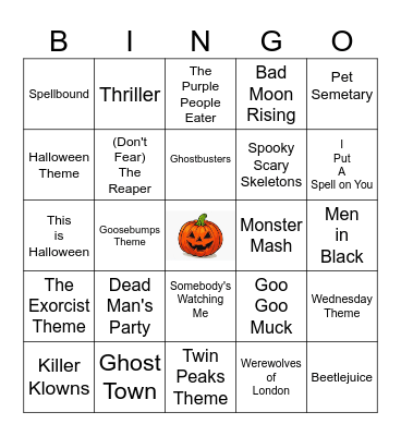 Spooky Halloween Bingo Songs Bingo Card