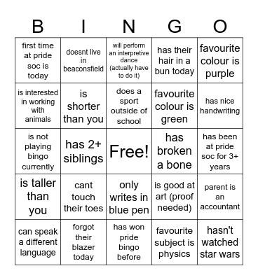 Find someone who..? Bingo Card