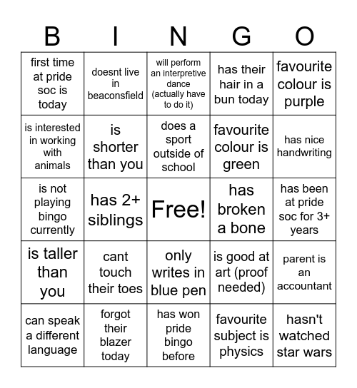 Find someone who..? Bingo Card