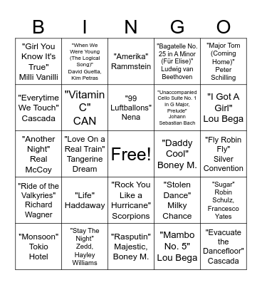 Born This Way (German) Bingo Card