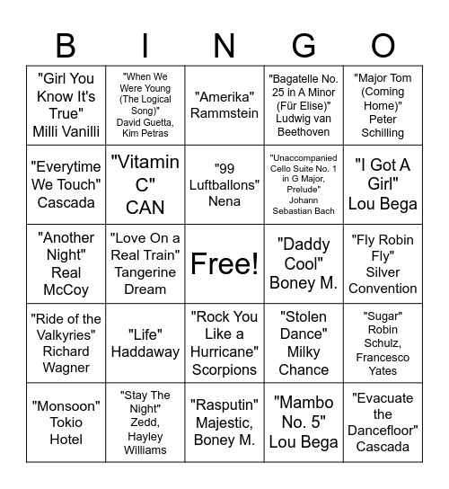 Born This Way (German) Bingo Card