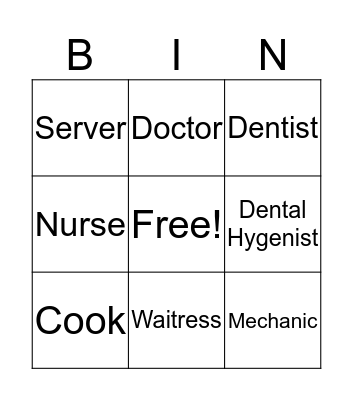 EMPLOYMENT  Bingo Card