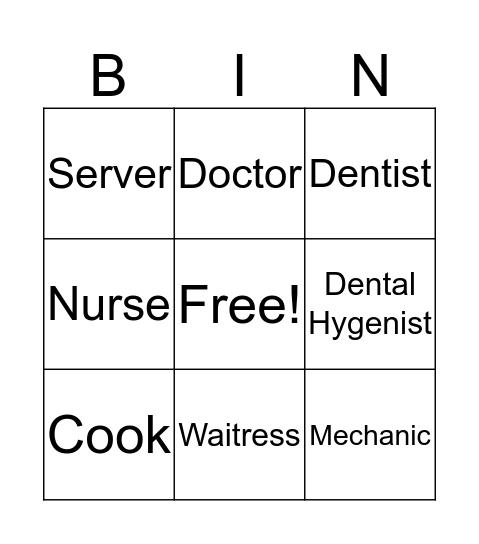 EMPLOYMENT  Bingo Card