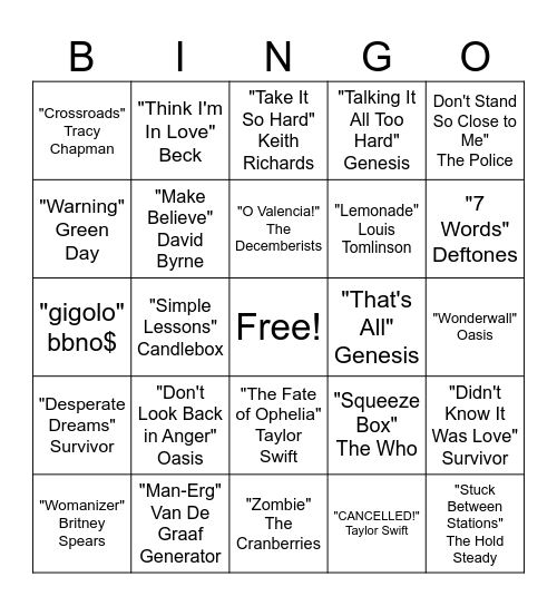 It's October 3rd Bingo Card