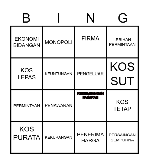 ECON QUEST 2026 Bingo Card