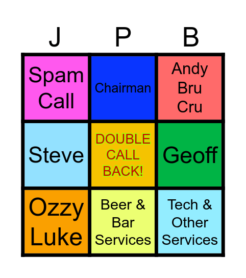 JORDAN PHONE BINGO Card
