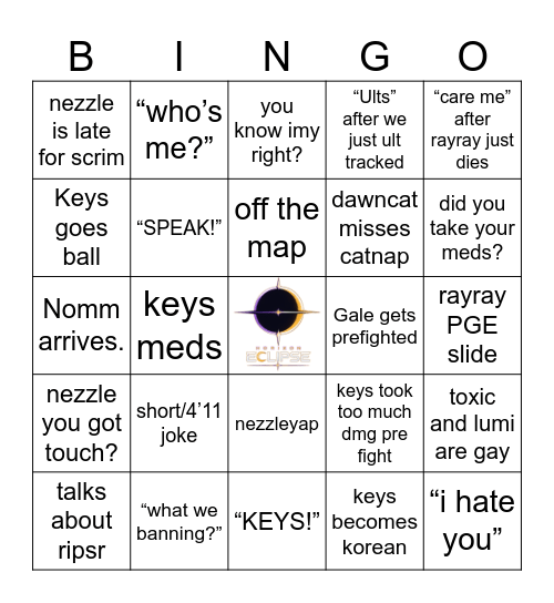 Scrim Bingo Card